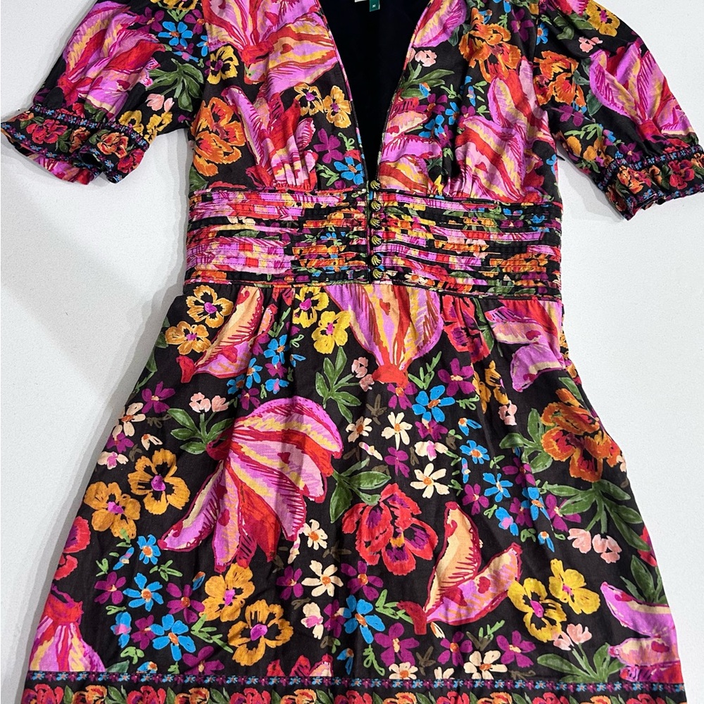 FARM Rio Black Spring Bananas Print Mini Dress